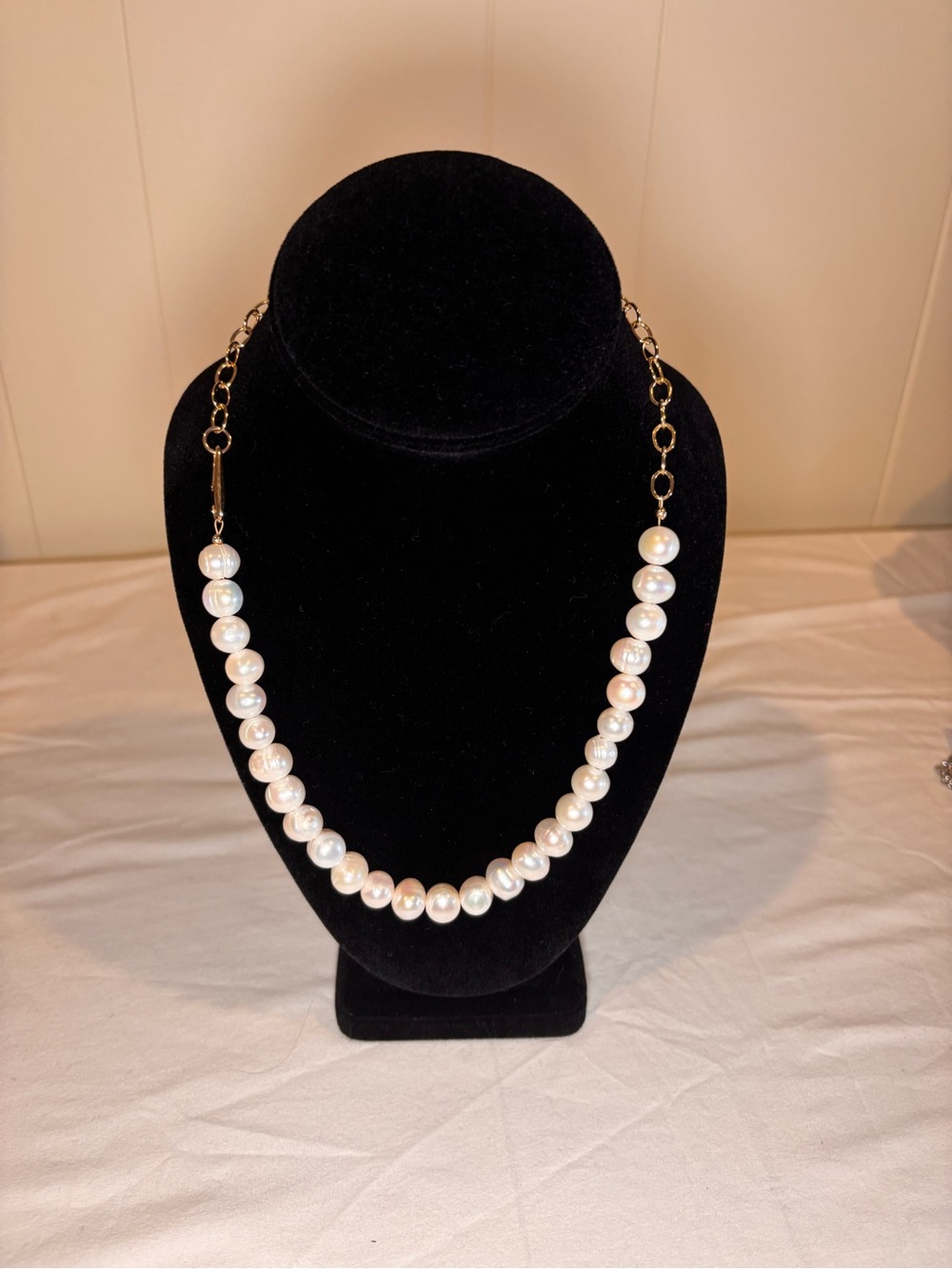 RL x CL Classic White Jumbo Pearl and Gold Rolo Chain